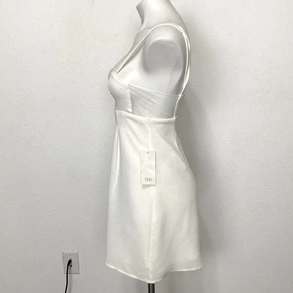 Tobi "NEW" White Key To My Heart Romantic Mesh Preppy Mini Dress Size S - Picture 4 of 12